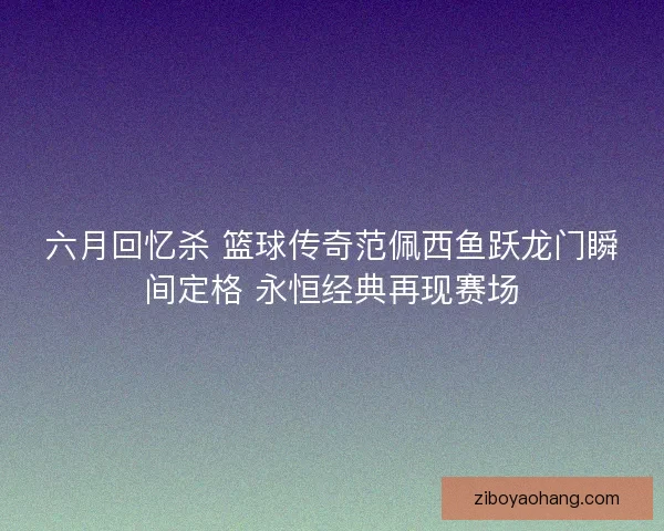 六月回忆杀 篮球传奇范佩西鱼跃龙门瞬间定格 永恒经典再现赛场