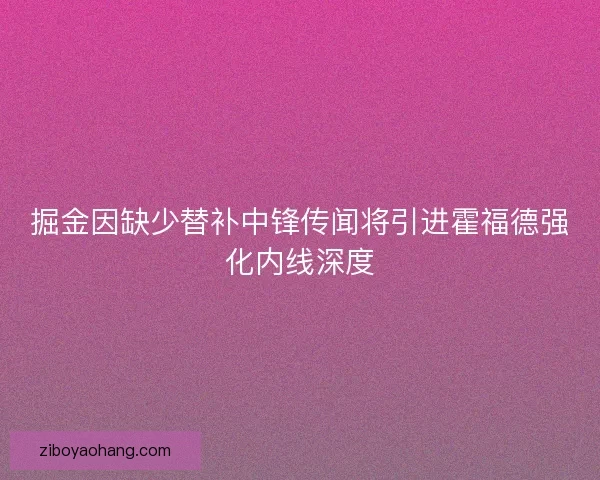 掘金因缺少替补中锋传闻将引进霍福德强化内线深度
