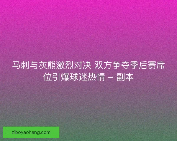马刺与灰熊激烈对决 双方争夺季后赛席位引爆球迷热情 - 副本